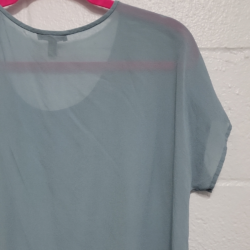 Eileen Fisher 100% Silk Boxy Top | Light Blue Short Sleeve | M - Picture 13 of 16